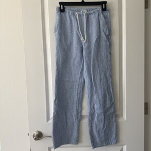 Light Blue Striped Men's Drawstring Pants
